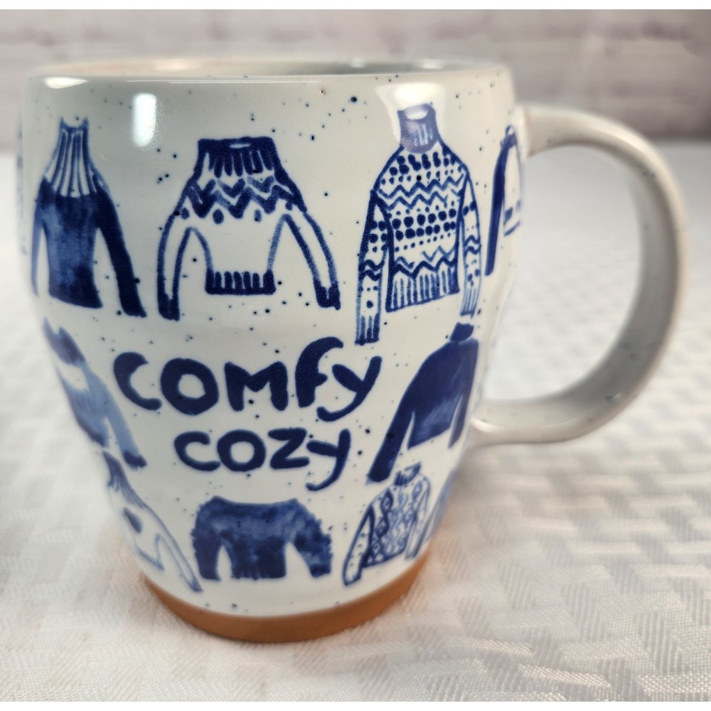 New! Anthropologie COMFY COZY Sweater Stoneware Coffee Mug Retired